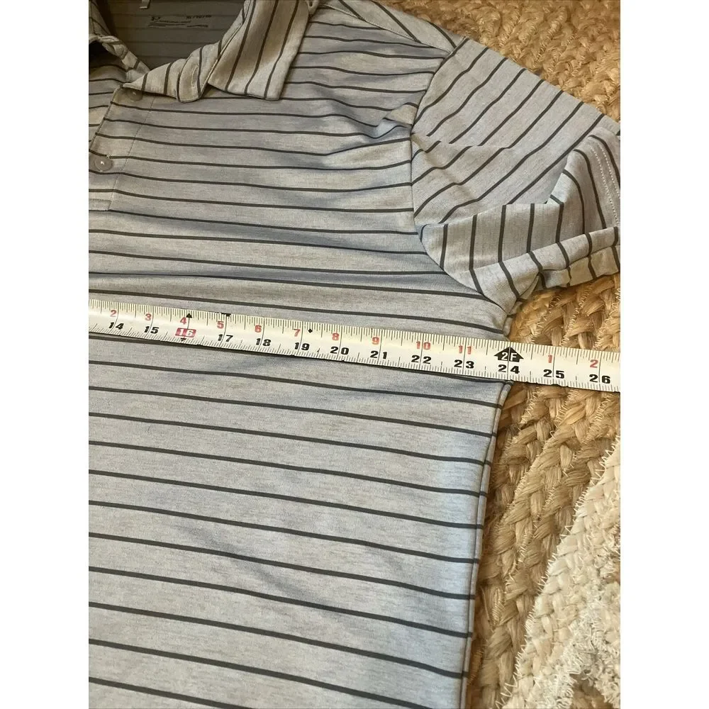 Under‎ Armour Mens XL HeatGear Striped Polo Shirt Grey Piedmont Club Golf Loose